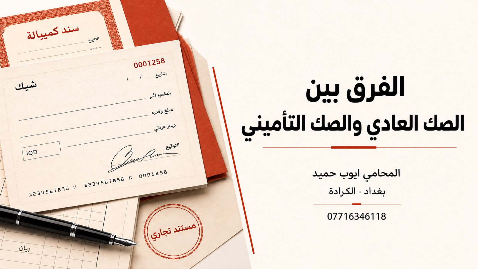 الصك التأميني في العراق هل هو ضمان تجاري أم صك عادي؟؟